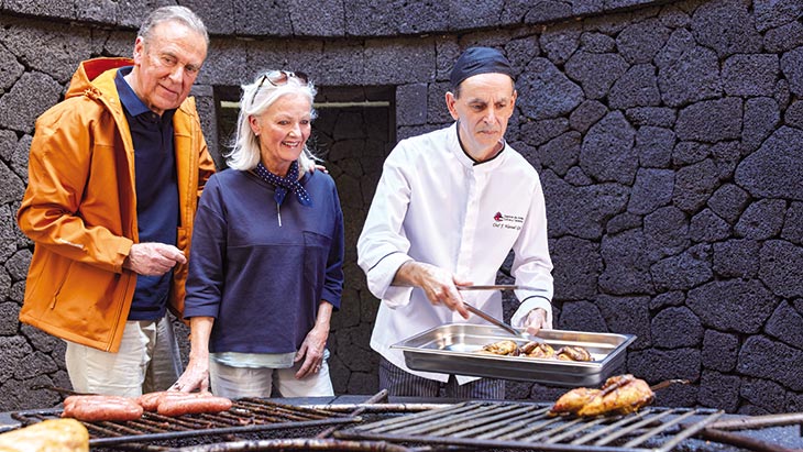 People enjoying a Volcano BBQ on Fire Mountain